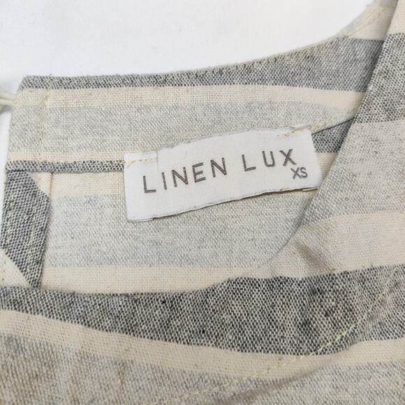 Linen Lux Australia Cotton Linen Gray Stripes Short Sleeve Top XS - Picture 6 of 10